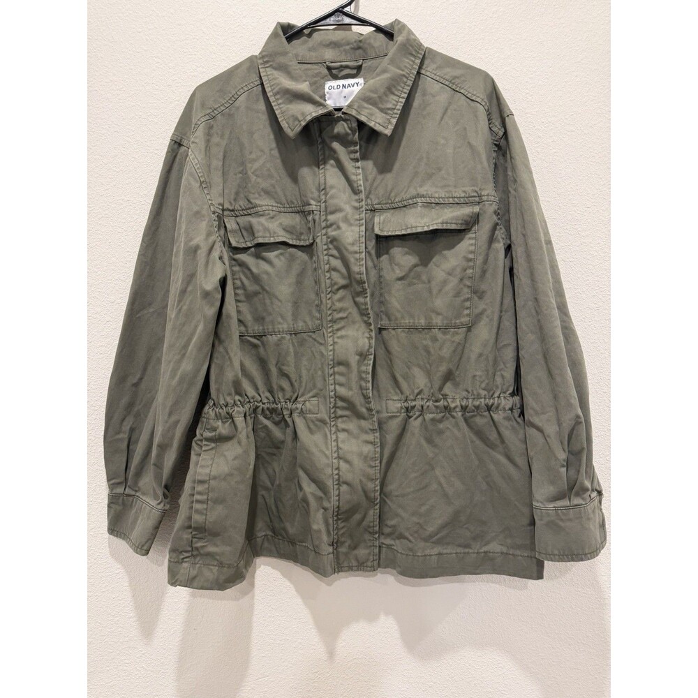 Old Navy Womens Military Field Scout Utility Jacket Barn Coat Olive Green Medium